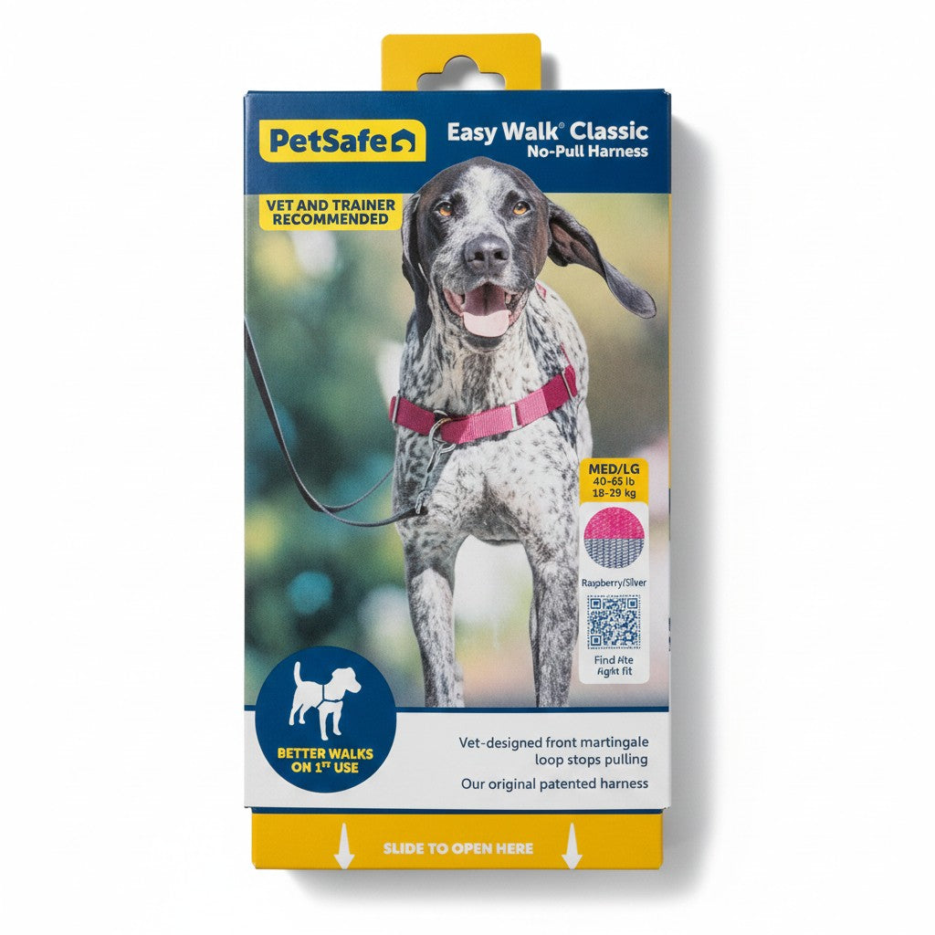 PetSafe Easy Walk Classic No-Pull Harness Med/Large Raspberry Silver