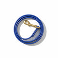Blue Biothane Dog Leash with Brass Bolt Snap coiled