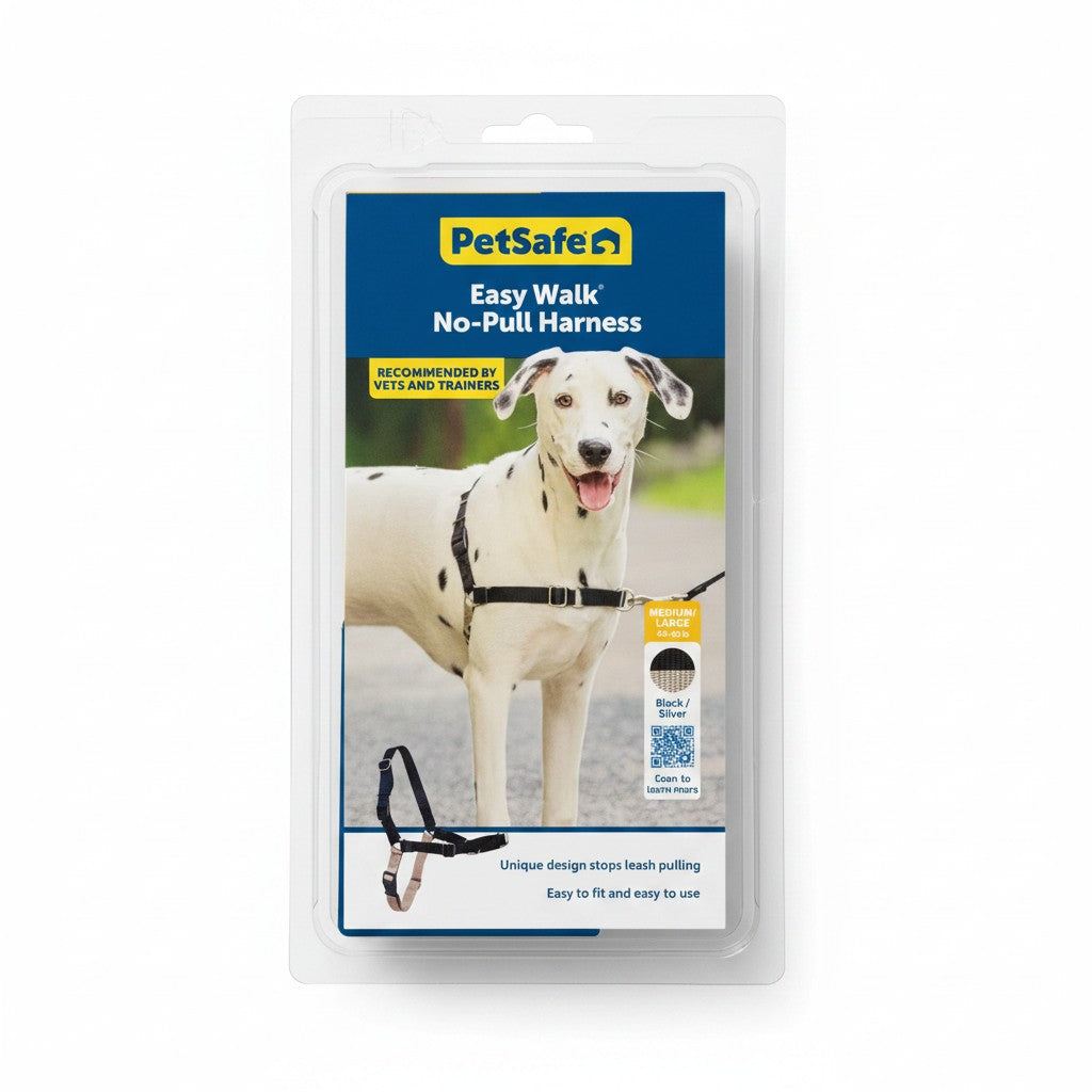 PetSafe Easy Walk No-Pull Harness Medium Large Black Silver