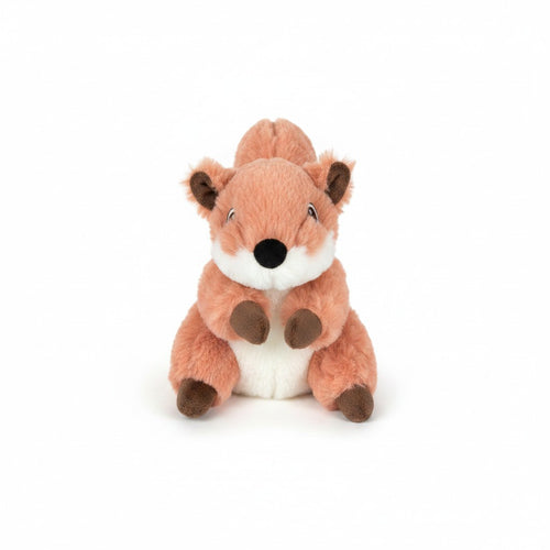 Fox Plush Squeaky Dog Toy soft rust white with bushy tail