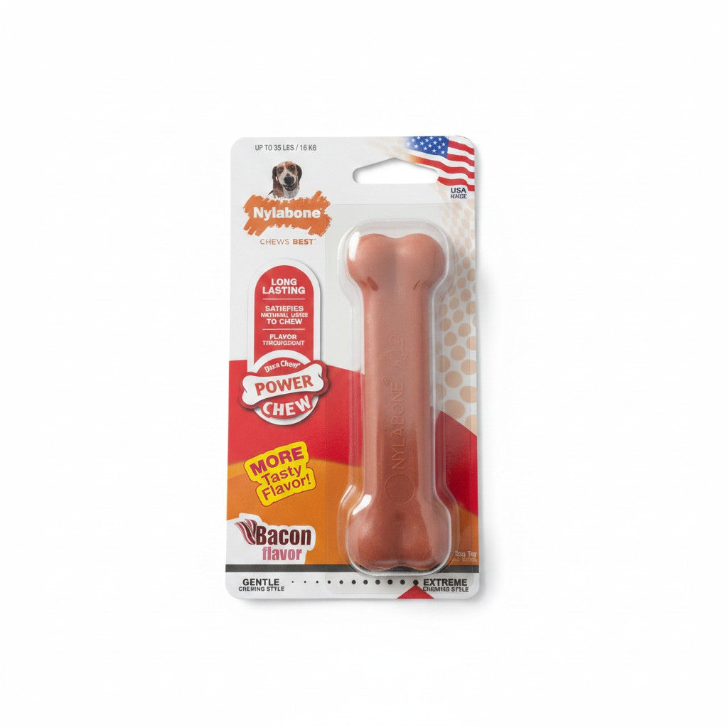 Nylabone Power Chew Bacon Flavor Dog Chew Toy up to 35 lbs USA Made